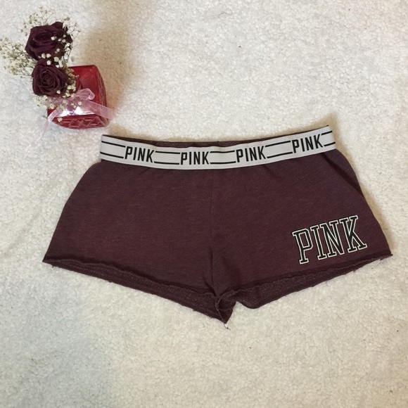 PINK Victoria's Secret Pants - Victoria secrets pink logo shorts burgundy medium